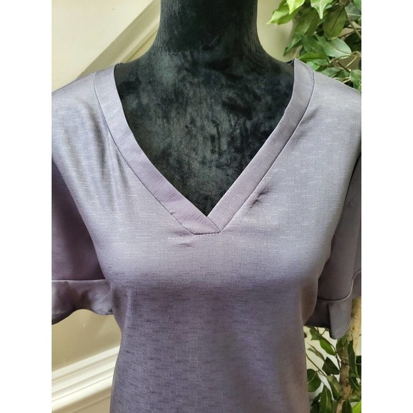 SHEIN Women's Solid Purp Polyester V-Neck Short Sleeve Knee Length Dress Size XL - Picture 6 of 10